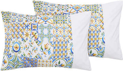 2-federe-coppia-di-federe-bifaccia-doubleface-stampa-digitale-100%-cotone-Made-in-Italy-MAIOLICHE-SICILIANE-/-BIANCO