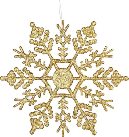 2 fiocchi di neve Oro glitterato h 10 cm pendaglio per albero di Natale decorazione Casa e cucina/Decorazioni per interni/Addobbi e decorazioni per ricorrenze/Decorazioni natalizie/Addobbi e decorazioni/Palle e palline MagiediNatale.it - Altamura, Commerciovirtuoso.it