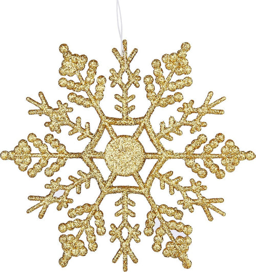 2 fiocchi di neve Oro glitterato h 10 cm pendaglio per albero di Natale decorazione Casa e cucina/Decorazioni per interni/Addobbi e decorazioni per ricorrenze/Decorazioni natalizie/Addobbi e decorazioni/Palle e palline MagiediNatale.it - Altamura, Commerciovirtuoso.it