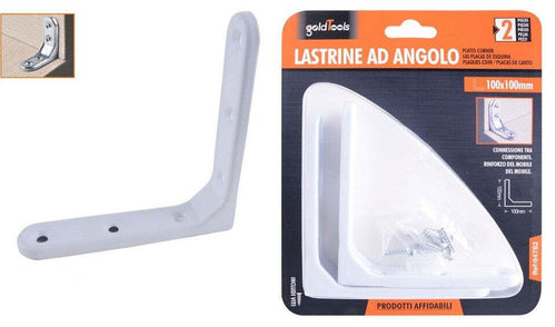 2 Lastrine Ad Angolo 100x100mm Bianca Sostegno Staffa Angolare Viti Mobile 94782 Fai da te/Ferramenta/Chiodi viti ed elementi di fissaggio/Staffa Trade Shop italia - Napoli, Commerciovirtuoso.it