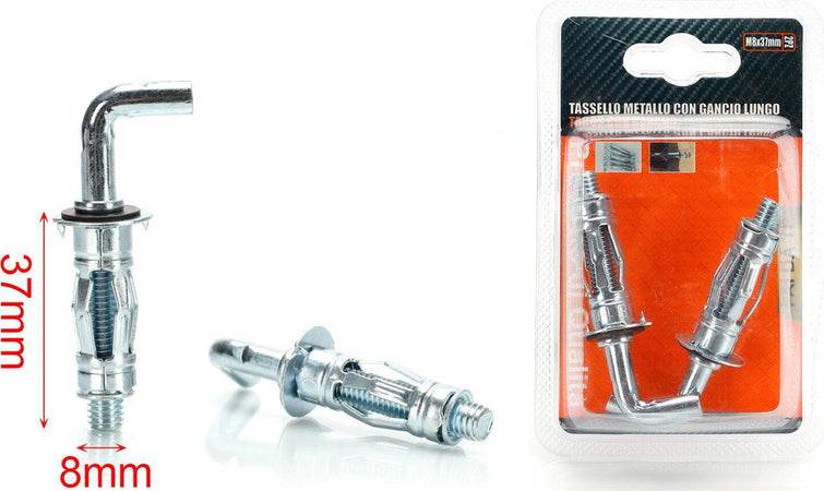 2-pcs-Tasselli-con-Gancio-Lungo-90&deg-in-Metallo-&Oslash8x37mm-A2Zworld