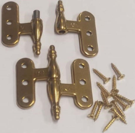 2-PEZZI---CERNIERE-PIANE-DESTRA-E-SINISTRA-STILE-BAROCCO-CON-TESTINA-60x55MM---IN-OTTONE-LUCIDO-CON-VITI