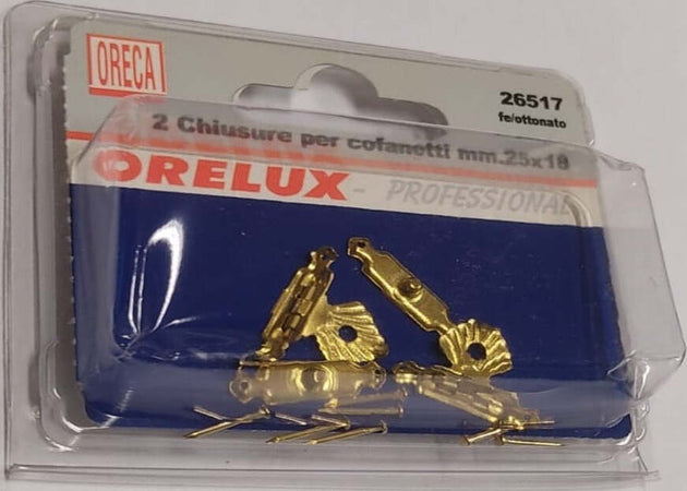 2-PEZZI---CHIUSURE-PER-COFANETTI-25x18MM---IN-FERRO-OTTONATO