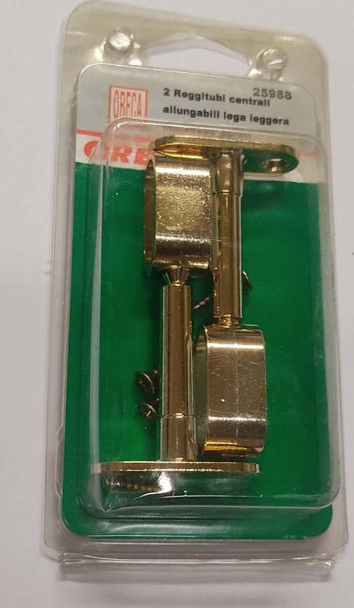 2-PEZZI---REGGITUBO-CENTRALE-ALLUNGABILE-A-LEGA-LEGGERA-DORATA---PER-ASTE-OVALI-30x15MM---LUNGHEZZA-65-80MM***