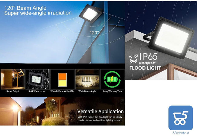2 Pezzi Faretti LED per Esterno ALTA LUMINOSITÀ 20W 2000lm 220V Impermeabile IP65 per Giardino Cortile Garage Piazza Bianco Freddo 6500K