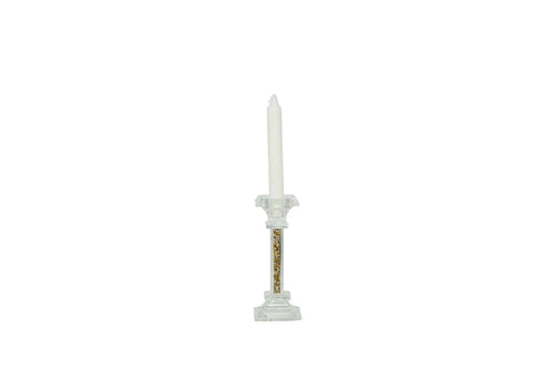 2 Pezzi Matrimonio Harmony Porta candela con glitter oro Cristallo