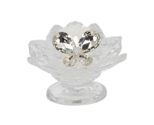 2 Pezzi Matrimonio Harmony Porta candela fiore di loto Cristallo