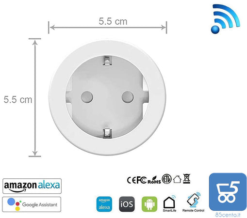 2 pezzi Presa Intelligente Wifi 10A Smart Plug alexa google timer remote control controllo vocale EU
