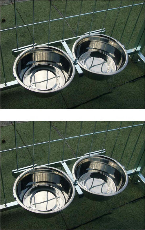 2 Porta Ciotole Doppie Universali per Box Regolabile Acciaio Diametro 24 Cm Prodotti per animali domestici/Cani/Cucce gabbiette e recinzioni/Recinti da esterno Ogomondo - Martina Franca, Commerciovirtuoso.it