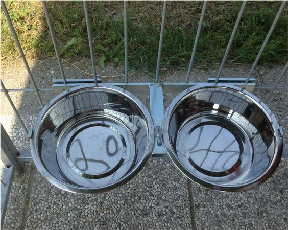 2 Porta Ciotole Doppie Universali per Box Regolabile Acciaio Diametro 24 Cm Prodotti per animali domestici/Cani/Cucce gabbiette e recinzioni/Recinti da esterno Ogomondo - Martina Franca, Commerciovirtuoso.it