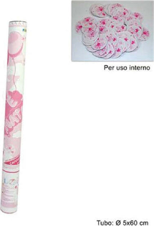 2-Pz-Cannone-Spara-Coriandoli-Nascita-Bimba-Party-è-Nata-Rosa-60-Cm-Uso-Interno
