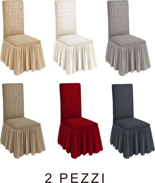 2 Pz Coprisedia Con Volant Schienale Sedia Tessuto Bubble Vari Colori Lavabile Casa e cucina/Tessili per la casa/Fodere/Fodere coprisedia per sala da pranzo Trade Shop italia - Napoli, Commerciovirtuoso.it