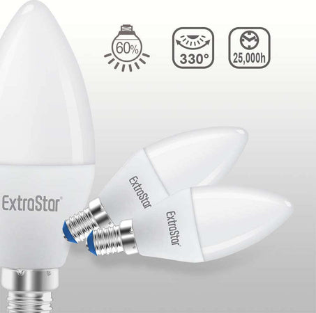 2-PZ-Lampada-A-Led-E14-C37-8W-Bianco-Neutro-4200K-720-Lumen-Extrastar