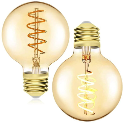 2 pz Lampadina G80 a Vite Edison 4W E27 Filamento LED Vintage Bianco caldo 2200K Vetro ambrato 380LM a Spirale Retrò
