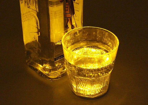 2-PZ-Luci-Led-Sotto-Bottiglia-Vino-Grappa-Sotto-Bicchiere-Colore-Giallo-Yellow-Luminoso-Per-Bar-Pub-Ledlux