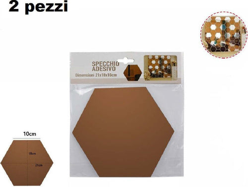 2 Pz Specchio Adesivo Esagonale Adesiva Murale Arredamento Casa 21x18x10cm 70876 Casa, arredamento e bricolage > Decorazione della casa Trade Shop italia - Napoli, Commerciovirtuoso.it