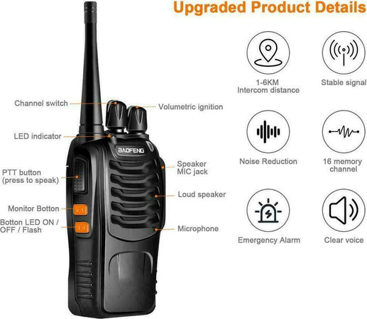 2 Ricetrasmittenti Baofeng 888S Radio Uhf 400-470 Mhz Walkie Talkie 16 Canali 5W Elettronica/Radiocomunicazione/Ricetrasmettitori Zencoccostore - Formia, Commerciovirtuoso.it