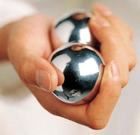 2-Sfere-Cinesi-In-Acciaio-Anti-Stress-Relax-Massaggio-Casa-Spa-52-Mm-Forza-Mano