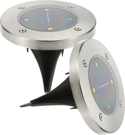 2 X LAMPADA LUCE LED SOLARE DISK LIGHTS ESTERNO GIARDINO WATERPROOF SEGNA PASSO  Trade Shop italia - Napoli, Commerciovirtuoso.it