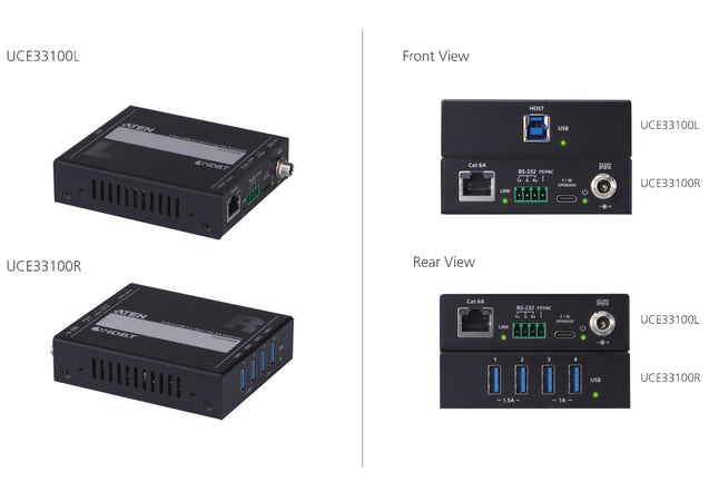 Estensore USB 3.0 Gen. 1 CAT 6A a 4 porte (100 m), UCE33100