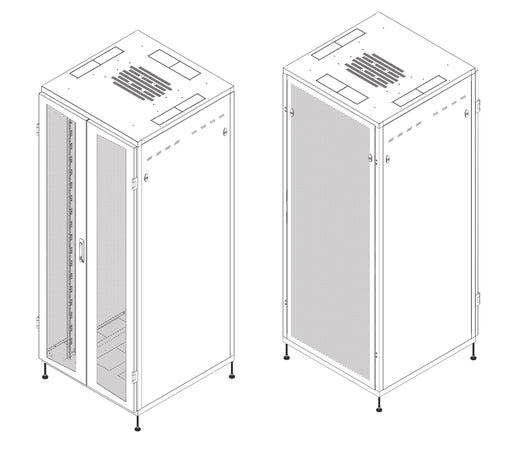 Armadio Rack NextGen 19'' 800x800 42U Doppia Porta Grigliata Nero