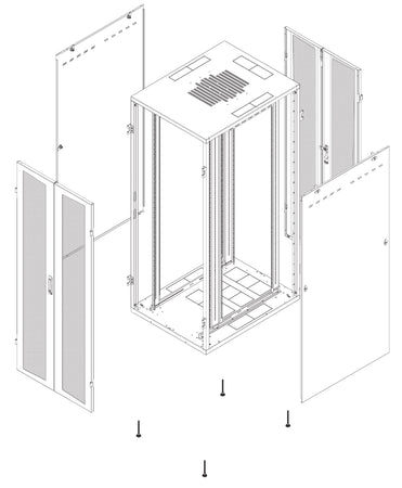 Armadio Server Rack NextGen 1000 19'' 800x1000 42U Nero Doppia Porta Grigliata