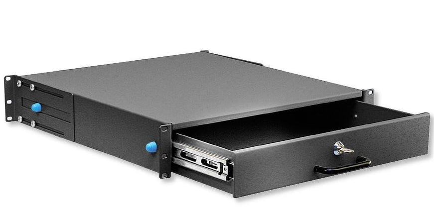 Cassetto Porta Tastiera 2U per Armadi Rack 19'' con Serratura Nero