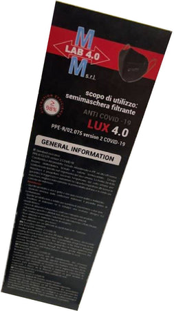 20 Mascherine Protettive FFP2 MMLAB Nere Certificate CE 0161 Sigillate Singolarmente Mascherina FFP2 Approvata con marchio CE 0161 0,95 €/cad
