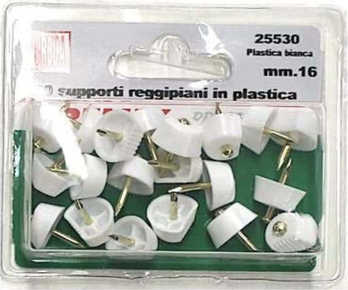 20-PEZZI---SUPPORTI-REGGIPIANO-IN-PLASTICA-BIANCA-COMPLETO-DI-CHIODO-Ø16MM