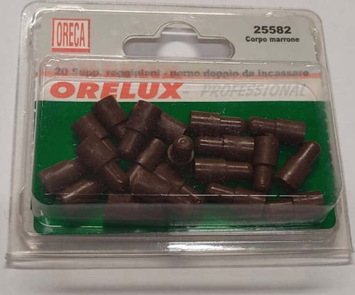 20-PEZZI---SUPPORTI-REGGIPIANO-IN-PLASTICA-MARRONE-CON-PERNO-DOPPIO-DA-INCASSARE---6-8MM