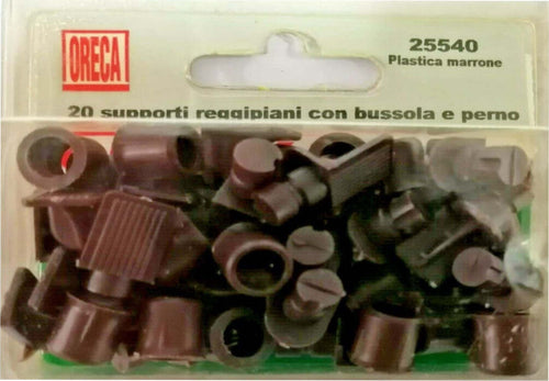 20-PEZZI---SUPPORTO-REGGIPIANO-IN-PLASTICA-MARRONE-CON-BUSSOLA-DA-INCASSARE-10MM---PERNO-Ø7MM---BUSSOLA-Ø10MM