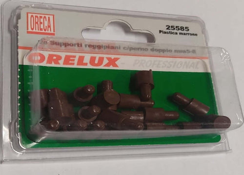 20-PEZZI---SUPPORTO-REGGIPIANO-IN-PLASTICA-MARRONE-CON-PERNO-DOPPIO-AD-INCASSARE-Ø5-8MM