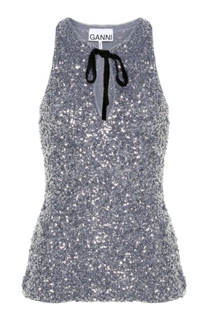 GANNI Top Argento da donna