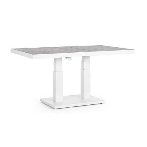 Tavolino Truman con struttura in alluminio, con piano in ceramica, altezza regolabile