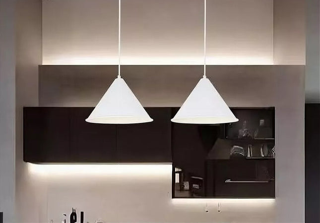Lampadario A Sospensione E27 Ferro Paralume Moderno Contemporaneo Cono Bianco 33375