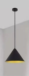 Lampadario A Sospensione E27 Ferro Paralume Moderno Contemporaneo Cono Nero Oro 33351