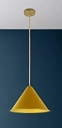 Lampadario A Sospensione E27 Ferro Paralume Moderno Contemporaneo Cono Oro Bianco 33368