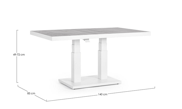 Tavolino "Truman" con struttura in alluminio, con piano in ceramica, altezza regolabile