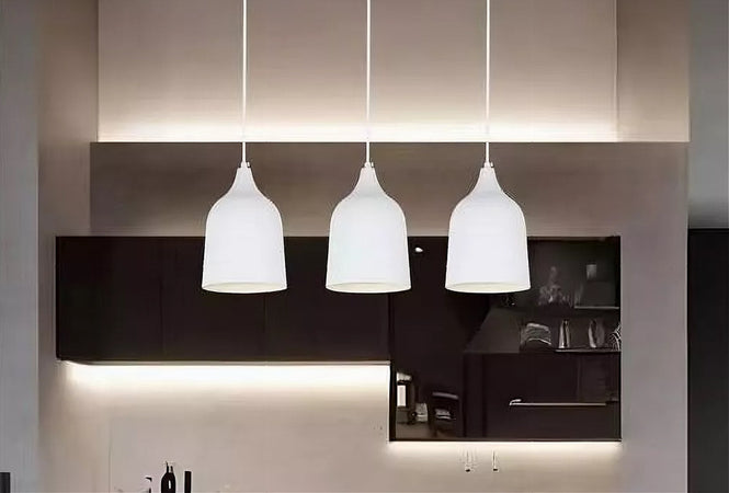 Lampadario A Sospensione E27 Ferro Paralume Moderno Contemporaneo Campana Bianco 33313