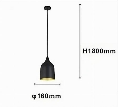 Lampadario A Sospensione E27 Ferro Paralume Moderno Contemporaneo Campana Nero Oro 33290