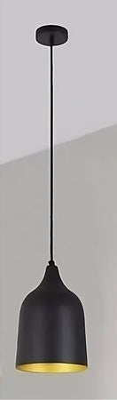 Lampadario A Sospensione E27 Ferro Paralume Moderno Contemporaneo Campana Nero Oro 33290