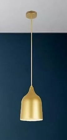 Lampadario A Sospensione E27 Ferro Paralume Moderno Contemporaneo Campana Oro Bianco 33306