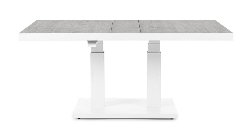 Tavolino "Truman" con struttura in alluminio, con piano in ceramica, altezza regolabile