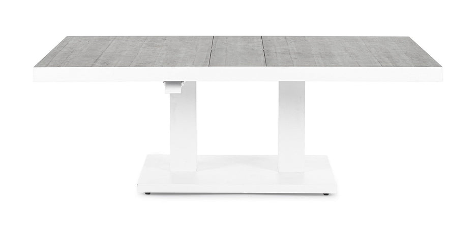 Tavolino "Truman" con struttura in alluminio, con piano in ceramica, altezza regolabile