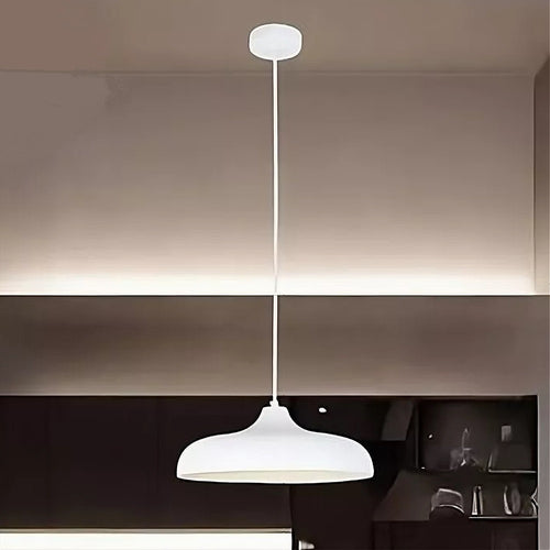 Lampadario A Sospensione Moderno Contemporaneo E27 Paralume Ferro Cupola Bianco 33344