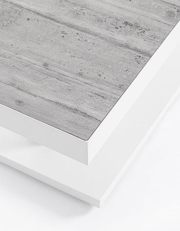 Tavolino "Truman" con struttura in alluminio, con piano in ceramica, altezza regolabile