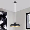 Lampadario A Sospensione Design Moderno E27 Paralume In Ferro Cupola Nero Oro 33320