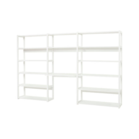 Hoppekids STOREY libreria con 3 sezioni, 14 ripiani e scrivania larga 80 cm - Bianco