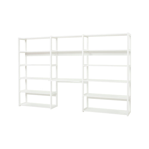 Hoppekids STOREY libreria con 3 sezioni, 14 ripiani e scrivania larga 80 cm - Bianco