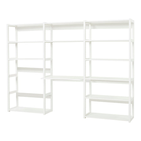 Hoppekids STOREY libreria a 3 sezioni, 12 ripiani e scrivania larga 80 cm - Bianco